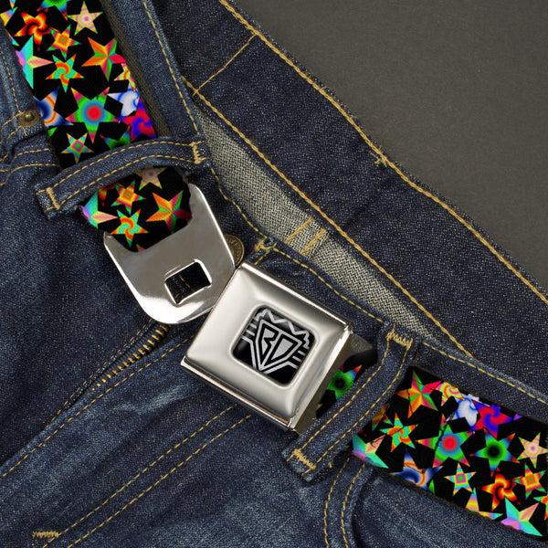 Buckle-Down BD Wings Logo CLOSE-UP Full Color Black Silver Seatbelt Belt - Kaleidostarz Webbing