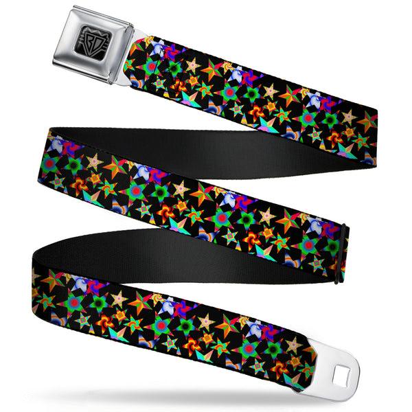 Buckle-Down BD Wings Logo CLOSE-UP Full Color Black Silver Seatbelt Belt - Kaleidostarz Webbing