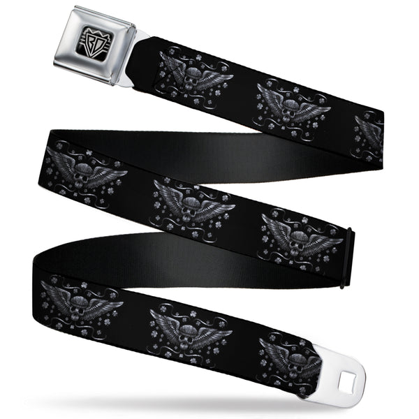 Buckle-Down BD Wings Logo CLOSE-UP Full Color Black Silver Seatbelt Belt - I "Heart House Music" Webbing
