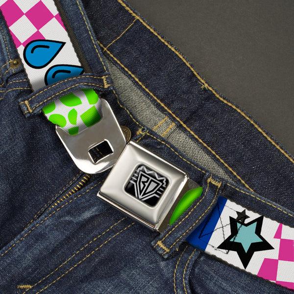 Buckle-Down BD Wings Logo CLOSE-UP Full Color Black Silver Seatbelt Belt - Icons & Patterns 1 Webbing