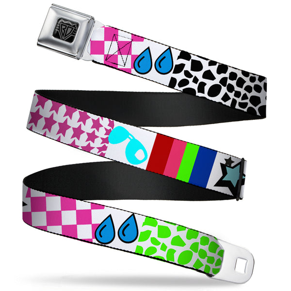 Buckle-Down BD Wings Logo CLOSE-UP Full Color Black Silver Seatbelt Belt - Icons & Patterns 1 Webbing