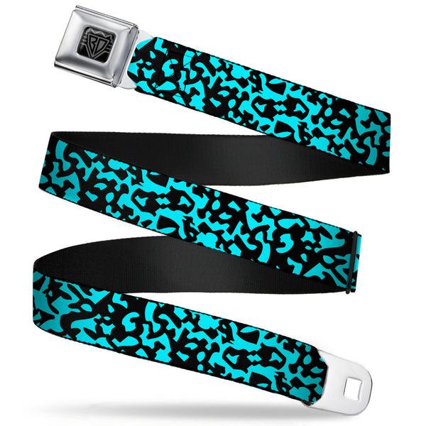 Buckle-Down BD Wings Logo CLOSE-UP Full Color Black Silver Seatbelt Belt - Eighties 1 Blue/Black Webbing