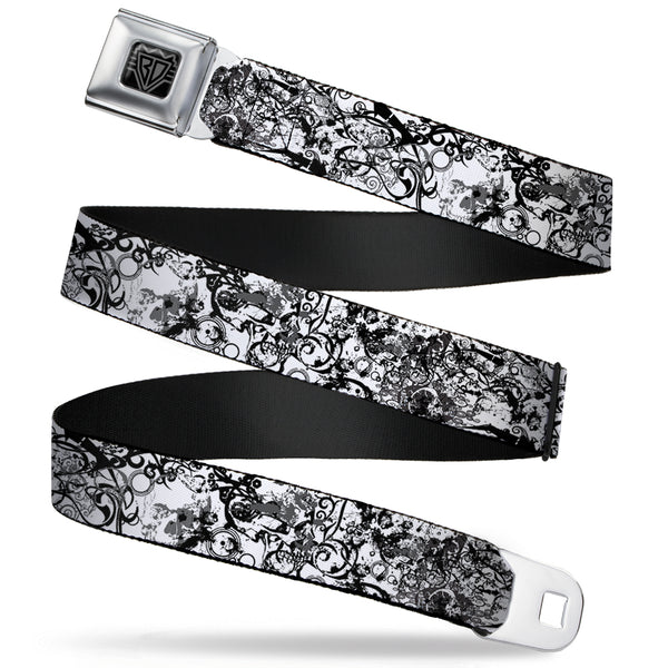 Buckle-Down BD Wings Logo CLOSE-UP Full Color Black Silver Seatbelt Belt - BD Chaos Webbing