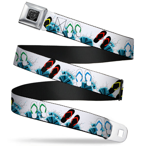 Buckle-Down BD Wings Logo CLOSE-UP Full Color Black Silver Seatbelt Belt - Beach Flip Flops Webbing