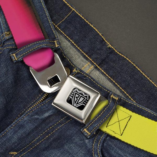 Buckle-Down BD Wings Logo CLOSE-UP Full Color Black Silver Seatbelt Belt - BD Psychedelic Webbing