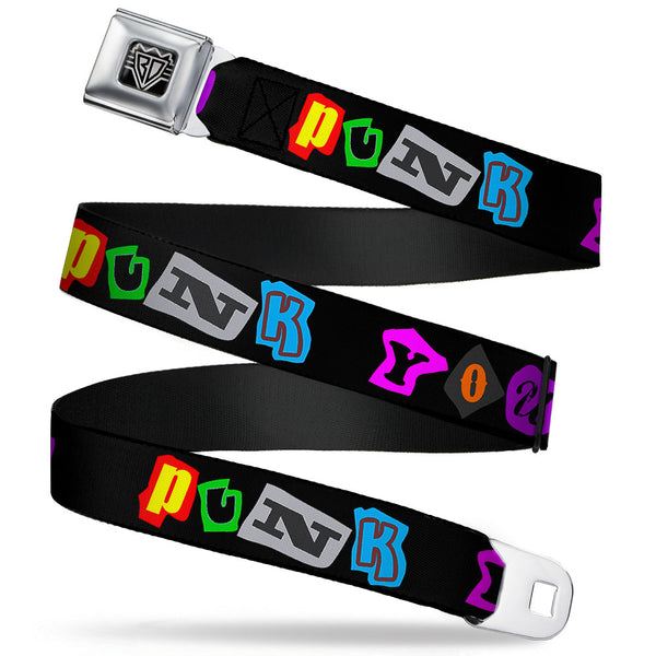 Buckle-Down BD Wings Logo CLOSE-UP Full Color Black Silver Seatbelt Belt - Punk You Black/Full Color Webbing