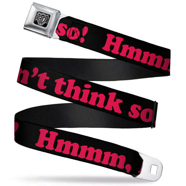 Buckle-Down BD Wings Logo CLOSE-UP Full Color Black Silver Seatbelt Belt - HMMM I DON'T THINK SO Black/Pink Webbing