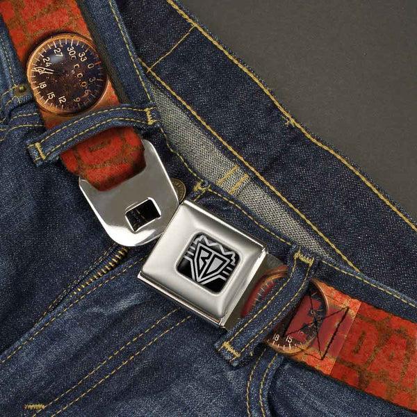 Buckle-Down BD Wings Logo CLOSE-UP Full Color Black Silver Seatbelt Belt - Danger Gauge Webbing