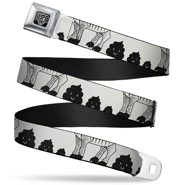 Buckle-Down BD Wings Logo CLOSE-UP Full Color Black Silver Seatbelt Belt - Zebra Poops Off-White/Black Webbing