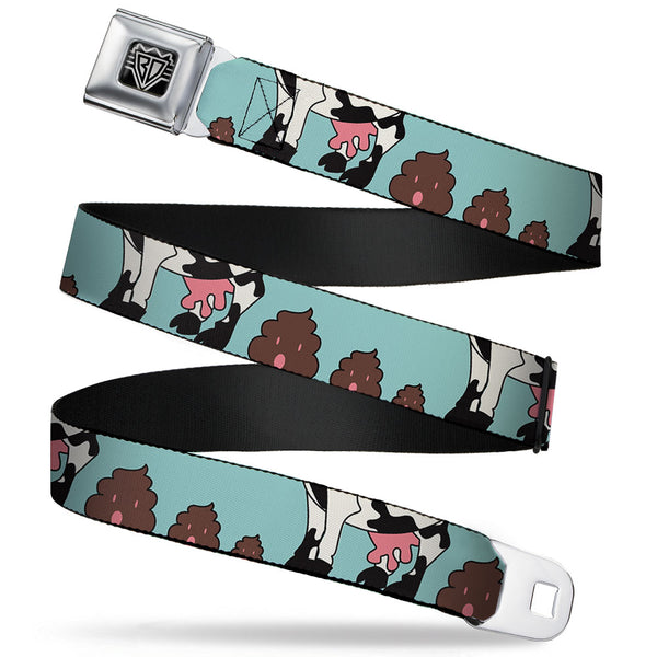 Buckle-Down BD Wings Logo CLOSE-UP Full Color Black Silver Seatbelt Belt - Zebra Poops Color Webbing