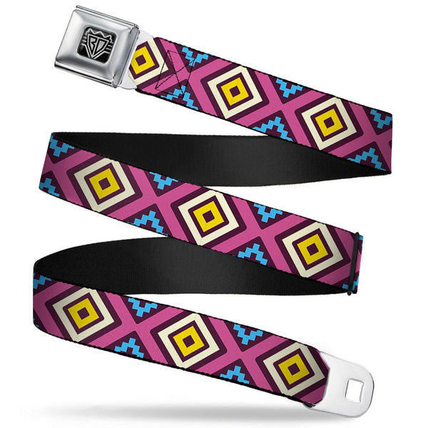 Buckle-Down BD Wings Logo CLOSE-UP Full Color Black Silver Seatbelt Belt - Geometric1 Burgundy/Pink/Tan/Yellow/Baby Blue Webbing