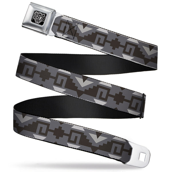 Buckle-Down BD Wings Logo CLOSE-UP Full Color Black Silver Seatbelt Belt - Navajo2 Grays Webbing