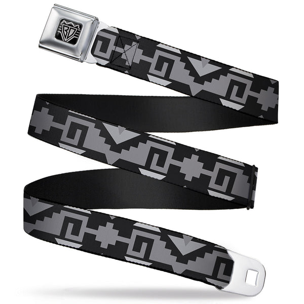 Buckle-Down BD Wings Logo CLOSE-UP Full Color Black Silver Seatbelt Belt - Navajo2 Black/Gray Webbing