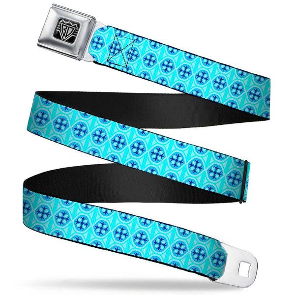 Buckle-Down BD Wings Logo CLOSE-UP Full Color Black Silver Seatbelt Belt - Wallpaper2 Baby Blue/Blue Webbing