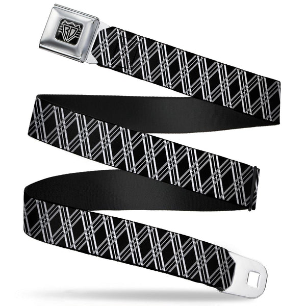 Buckle-Down BD Wings Logo CLOSE-UP Full Color Black Silver Seatbelt Belt - Zig Zag Black/Gray/White Webbing
