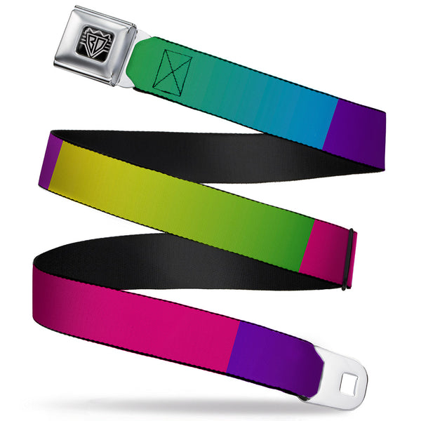 Buckle-Down BD Wings Logo CLOSE-UP Full Color Black Silver Seatbelt Belt - Multi Color Blocks Webbing