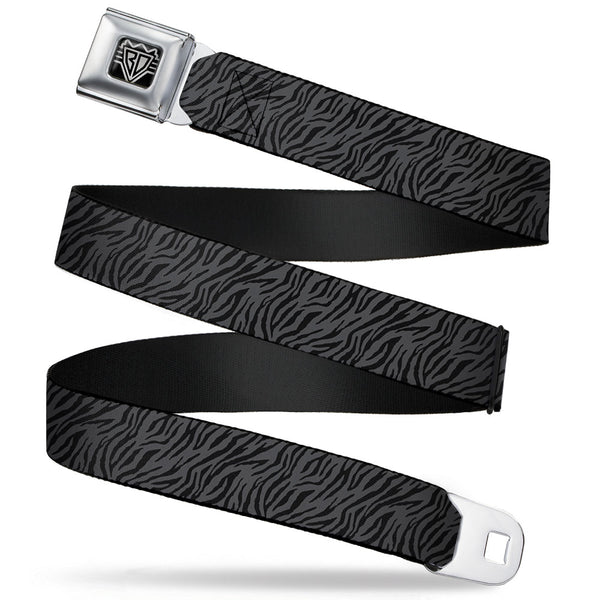 Buckle-Down BD Wings Logo CLOSE-UP Full Color Black Silver Seatbelt Belt - Zebra 2 Black/Gray Webbing