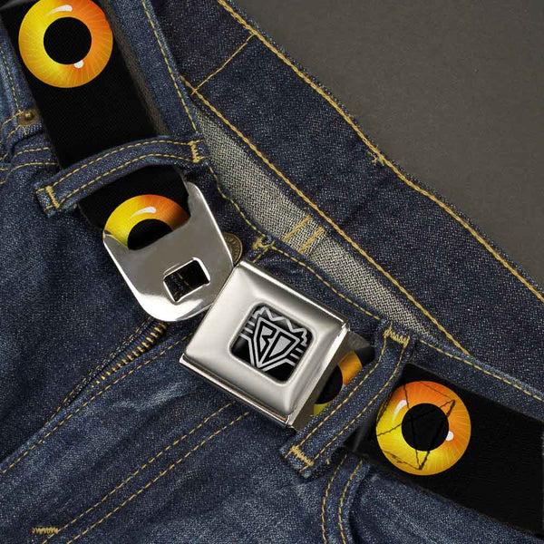 Buckle-Down BD Wings Logo CLOSE-UP Full Color Black Silver Seatbelt Belt - Owl Eyes 2 Webbing