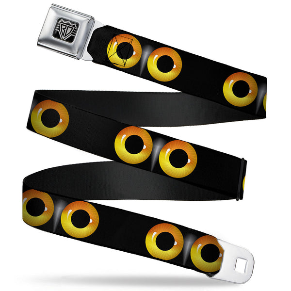 Buckle-Down BD Wings Logo CLOSE-UP Full Color Black Silver Seatbelt Belt - Owl Eyes 2 Webbing