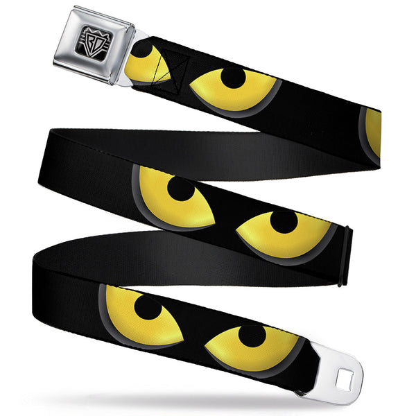 Buckle-Down BD Wings Logo CLOSE-UP Full Color Black Silver Seatbelt Belt - Owl Eyes 1 Webbing