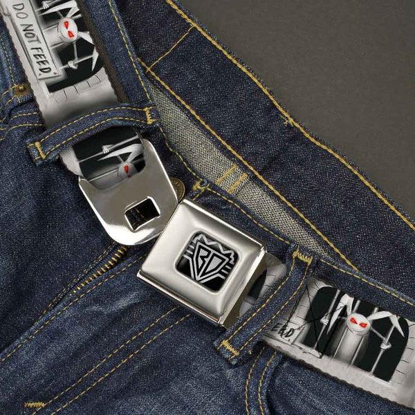 Buckle-Down BD Wings Logo CLOSE-UP Full Color Black Silver Seatbelt Belt - Rabid Bunny Webbing