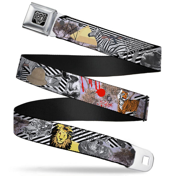 Buckle-Down BD Wings Logo CLOSE-UP Full Color Black Silver Seatbelt Belt - Safari Webbing