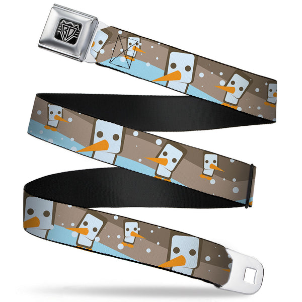 Buckle-Down BD Wings Logo CLOSE-UP Full Color Black Silver Seatbelt Belt - Block Penguins Tan Webbing