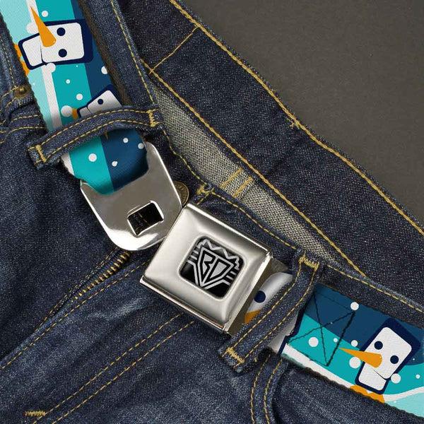Buckle-Down BD Wings Logo CLOSE-UP Full Color Black Silver Seatbelt Belt - Block Penguins Navy Webbing