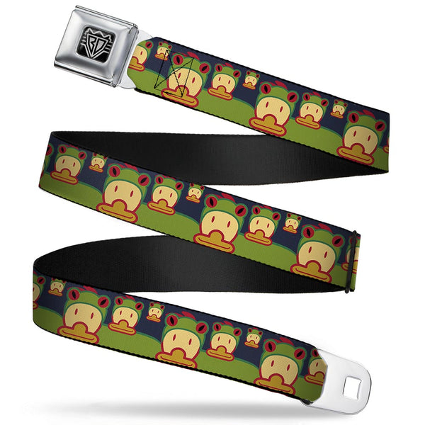 Buckle-Down BD Wings Logo CLOSE-UP Full Color Black Silver Seatbelt Belt - Duck w/Frog Hat Webbing