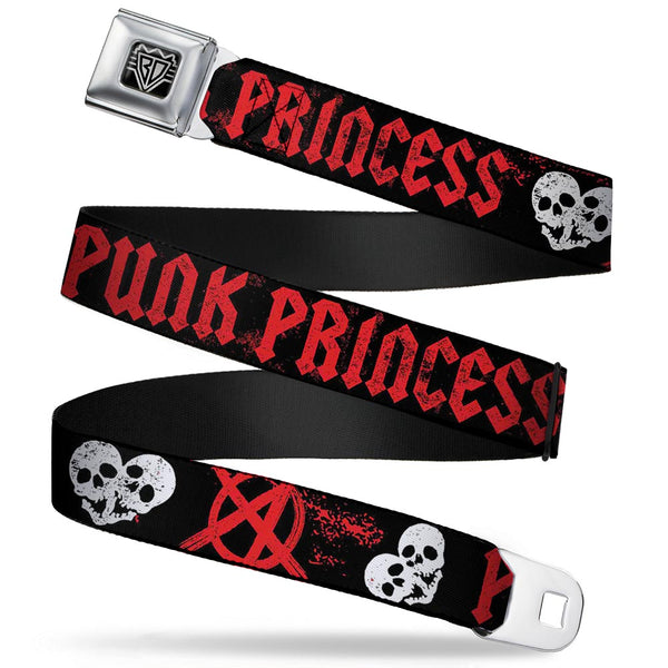 Buckle-Down BD Wings Logo CLOSE-UP Full Color Black Silver Seatbelt Belt - Punk Princess Black/Red/White Webbing