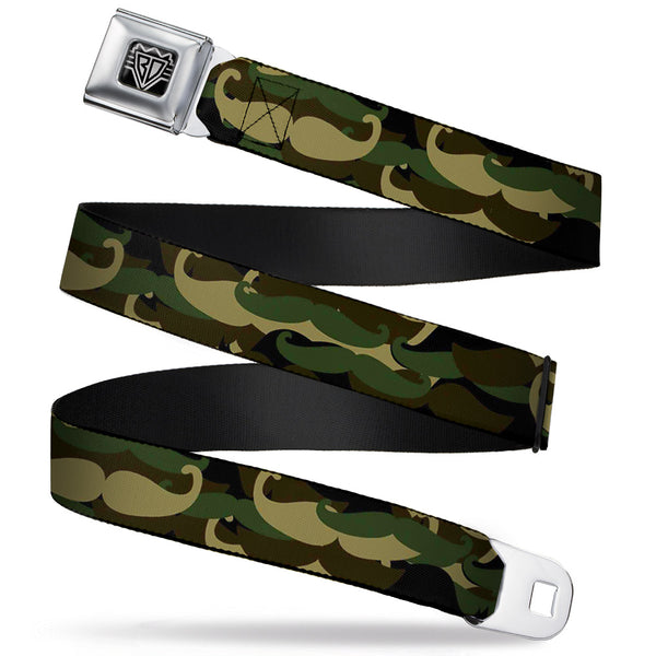 Buckle-Down BD Wings Logo CLOSE-UP Full Color Black Silver Seatbelt Belt - Camo'stache Webbing