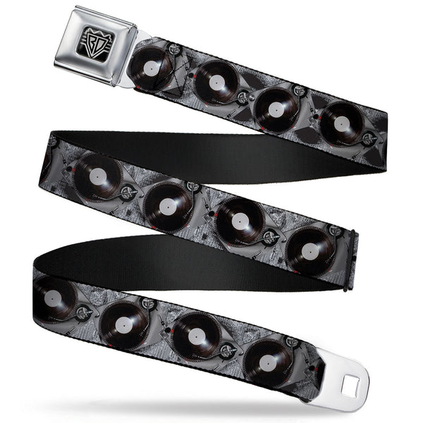 Buckle-Down BD Wings Logo CLOSE-UP Full Color Black Silver Seatbelt Belt - Turntables Webbing