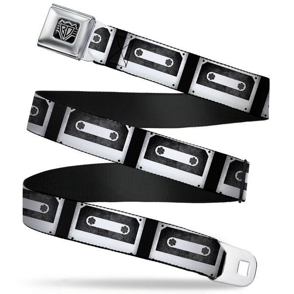 Buckle-Down BD Wings Logo CLOSE-UP Full Color Black Silver Seatbelt Belt - DC Cassette Tape Webbing