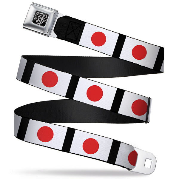 Buckle-Down BD Wings Logo CLOSE-UP Full Color Black Silver Seatbelt Belt - Japan Flags Webbing