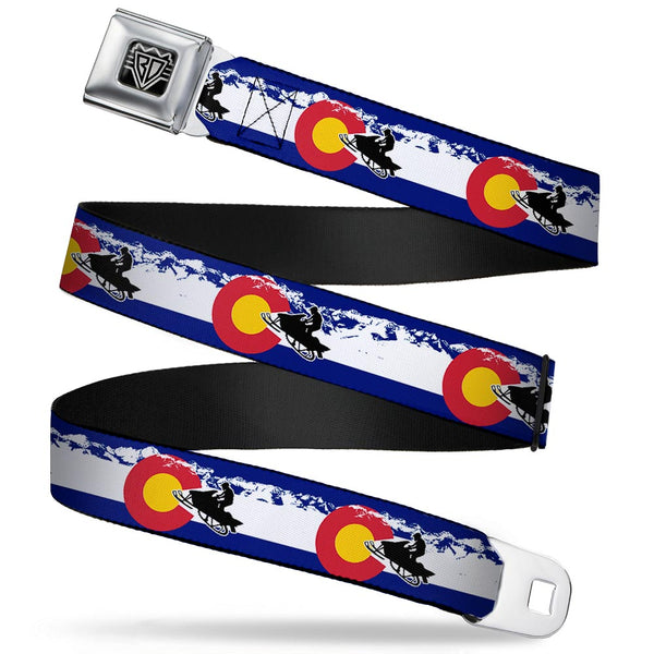 Buckle-Down BD Wings Logo CLOSE-UP Full Color Black Silver Seatbelt Belt - Colorado/Snowmobiler/Mountains Webbing