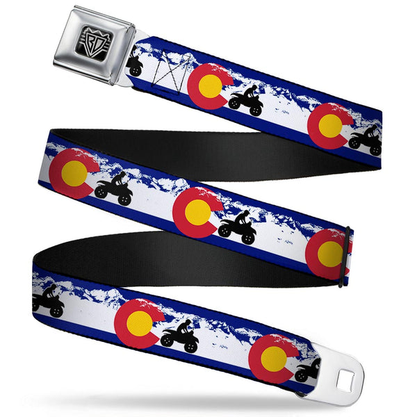 Buckle-Down BD Wings Logo CLOSE-UP Full Color Black Silver Seatbelt Belt - Colorado/ATV Rider/Mountains Webbing