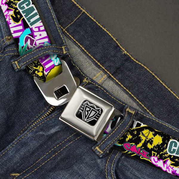 Buckle-Down BD Wings Logo CLOSE-UP Full Color Black Silver Seatbelt Belt - Cali Bear/CALI Graffiti/Pot Leaves Black/Multi Color Webbing