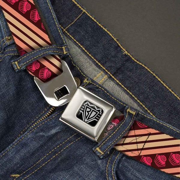 Buckle-Down BD Wings Logo CLOSE-UP Full Color Black Silver Seatbelt Belt - Cupcake Wallpaper Webbing