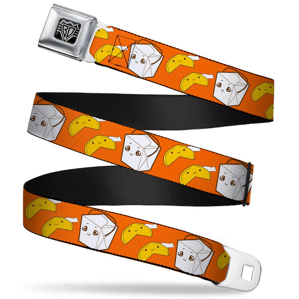 Buckle-Down BD Wings Logo CLOSE-UP Full Color Black Silver Seatbelt Belt - Take Out/Fortune Cookies Orange Webbing
