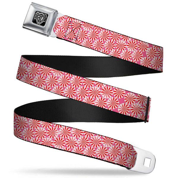 Buckle-Down BD Wings Logo CLOSE-UP Full Color Black Silver Seatbelt Belt - Peppermint Candies Webbing