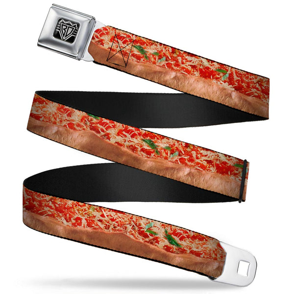 Buckle-Down BD Wings Logo CLOSE-UP Full Color Black Silver Seatbelt Belt - Chicago Style Pizza Vivid Webbing