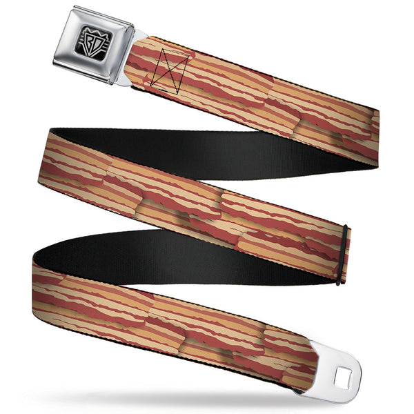 Buckle-Down BD Wings Logo CLOSE-UP Full Color Black Silver Seatbelt Belt - Bacon Stacked Webbing