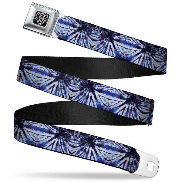 Buckle-Down BD Wings Logo CLOSE-UP Full Color Black Silver Seatbelt Belt - Tie Dye Purple/Blue Webbing