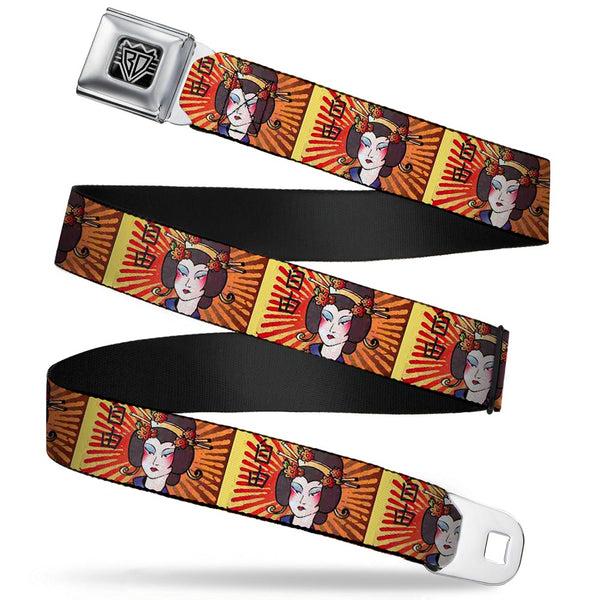 Buckle-Down BD Wings Logo CLOSE-UP Full Color Black Silver Seatbelt Belt - Geisha Distressed Repeat Webbing