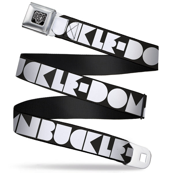 Buckle-Down BD Wings Logo CLOSE-UP Full Color Black Silver Seatbelt Belt - BUCKLE-DOWN Shapes Black/White Webbing