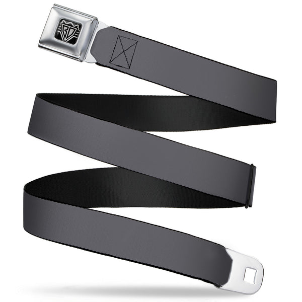 Buckle-Down BD Wings Logo CLOSE-UP Full Color Black Silver Seatbelt Belt - Charcoal Webbing