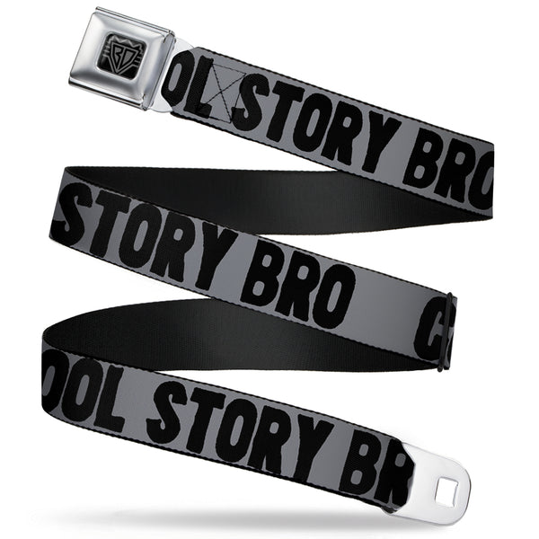 Buckle-Down BD Wings Logo CLOSE-UP Full Color Black Silver Seatbelt Belt - COOL STORY BRO Gray/Black Webbing