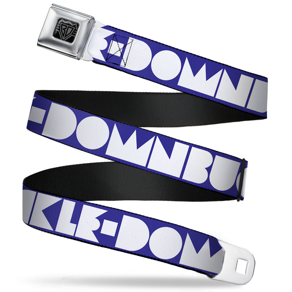 Buckle-Down BD Wings Logo CLOSE-UP Full Color Black Silver Seatbelt Belt - BUCKLE-DOWN Shapes Blue/White Webbing