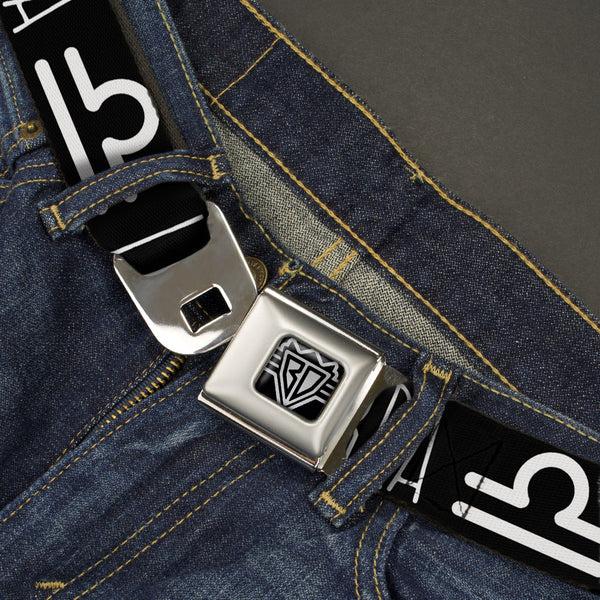 Buckle-Down BD Wings Logo CLOSE-UP Full Color Black Silver Seatbelt Belt - Zodiac LIBRA/Symbol Black/White Webbing