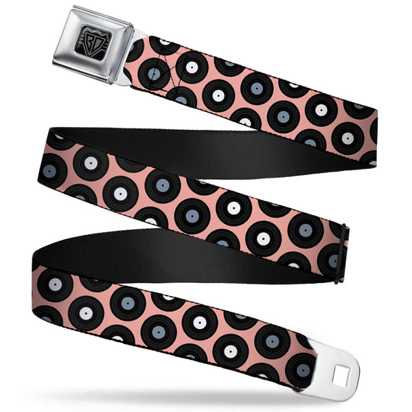 Buckle-Down BD Wings Logo CLOSE-UP Full Color Black Silver Seatbelt Belt - Vinyl Records Tan/Black/Gray/White Webbing